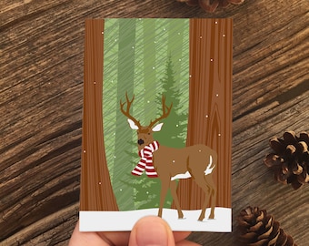 holiday gift enclosure cards / mini cards / deer scarf