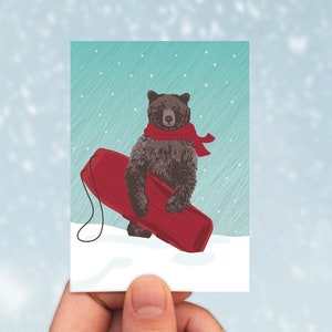 Coffret cadeau cartes / mini cartes / ours en traîneau