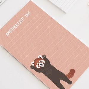 another list notepad / red panda
