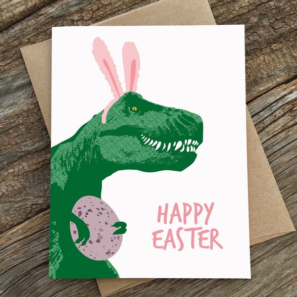 funny easter card / trex bunny