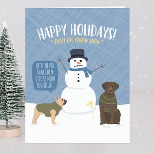 Tarjetas navideñas divertidas / Nieve amarilla / Caja con 8 unidades