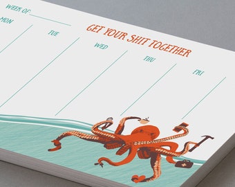 weekly planner notepad / octopus