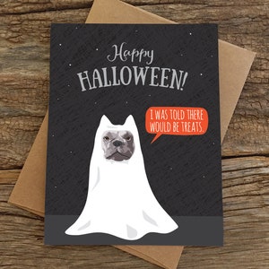 Carte d'halloween amusante / fantôme de bouledogue français