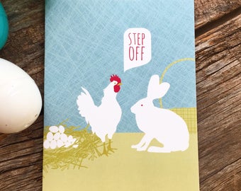 funny easter card / bunny vs chicken