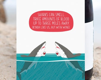 funny card  / shark fact / wine