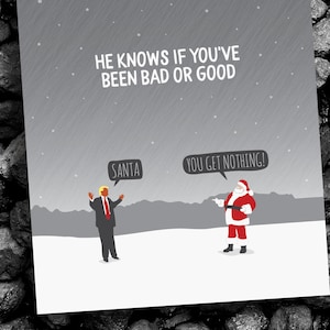 he knows funny anti-trump christmas card / boxed set of 8
