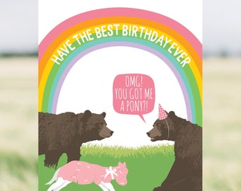 funny birthday card / best birthday pony