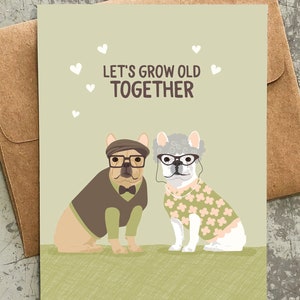 drôle de carte de Saint-Valentin / vieillir ensemble / bouledogues français