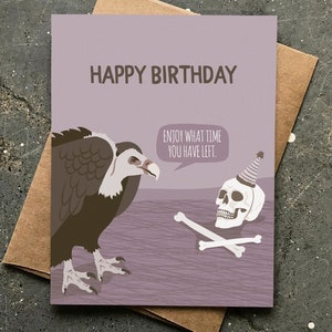 Carte d'anniversaire sombre et amusante / temps qu'il vous reste / vautour