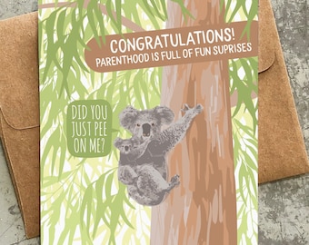 funny baby card / koala pee