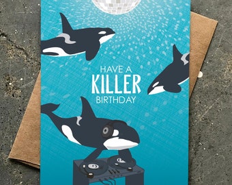funny birthday card | killer whales | orca dj