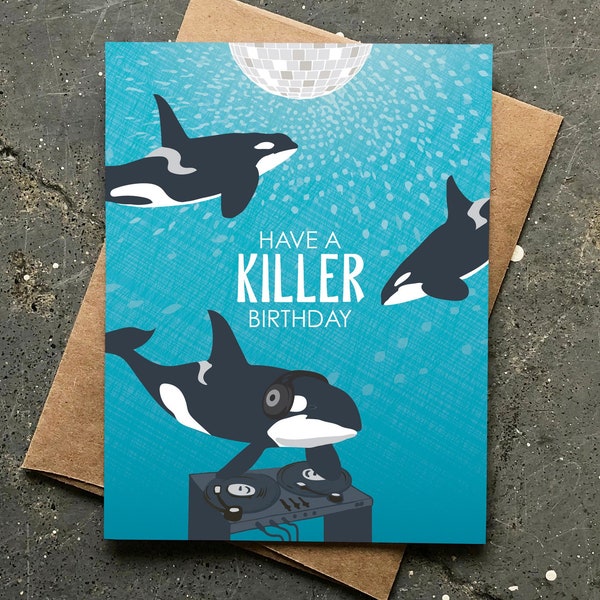 funny birthday card | killer whales | orca dj