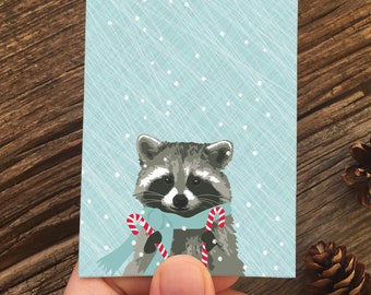 gift enclosure cards / mini cards / holiday raccoon