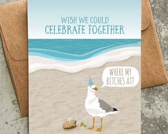 funny birthday card | where my bitches at?