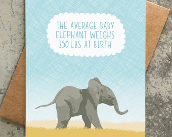 funny baby shower card / elephant fact