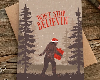 funny holiday cards / don't stop believin' / boxed set of 8