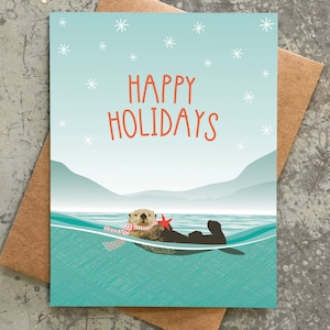 christmas cards / sea otter / boxed set of 8