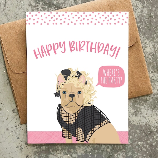funny birthday card | madonna french bulldog
