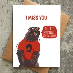 cartão de amor engraçado / cartão de aniversário / urso com saudades