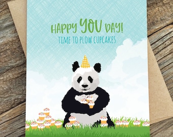 funny birthday card / panda / plow cupcakes