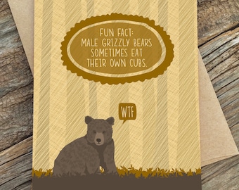 biglietto divertente per la festa del papà / curiosità sull'orso grizzly