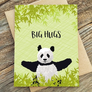 pensando em você cartão / grandes abraços / panda