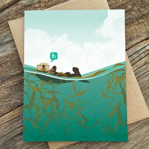 cute card / hi / otter