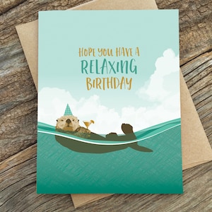 cute birthday card / sea otter / relaxing birthday