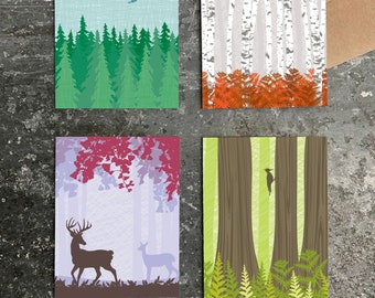 assorted box of 8 cards / forest