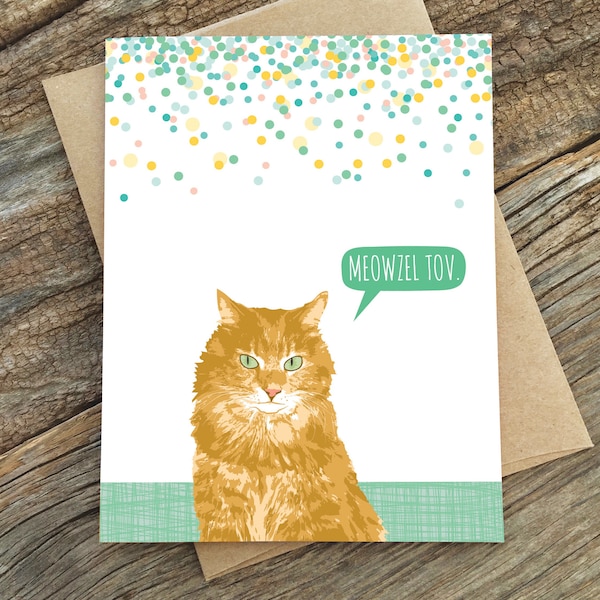 funny mazel tov card / bat mitzvah / bar mitzvah / meowzel tov card