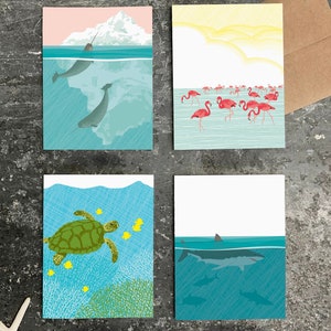 assorted box of 8 cards / ocean