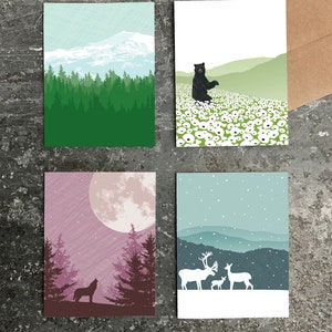 assorted box of 8 cards / stationery set / mountains