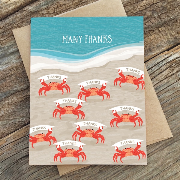 thank you card / many thanks crabs