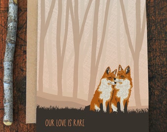 cute anniversary card / rare love foxes