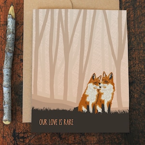 cute anniversary card / rare love foxes