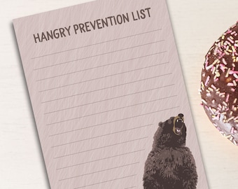 hangry prevention list notepad / bear