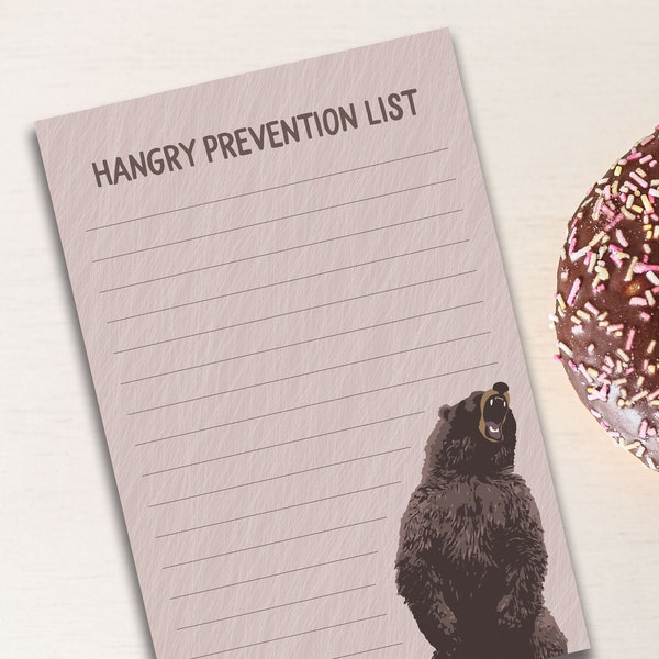 hangry prevention list notepad / bear