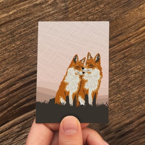 mini love card / gift enclosure card / fox pair