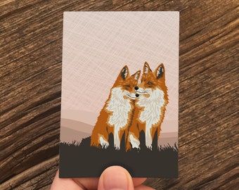 mini love card / gift enclosure card / fox pair