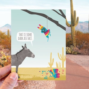 funny birthday card / donkey pinata card / mature