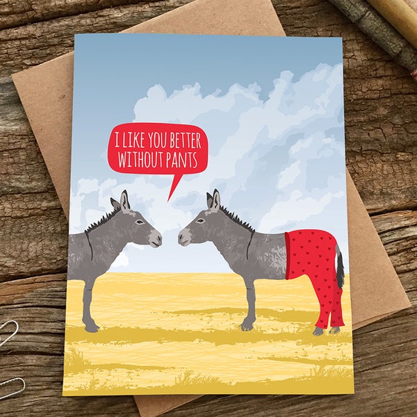 carte d'amour drôle / carte d'anniversaire drôle / pantalon d'âne