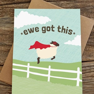 funny card / encouragement card / you got this / ewe 画像 1