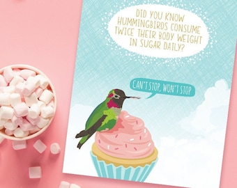 funny birthday card / hummingbird fact