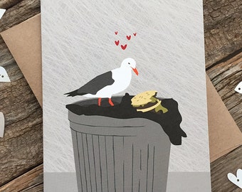 funny love card / funny anniversary card / seagull