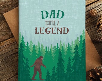 funny father's day card / birthday card for dad / legend sasquatch