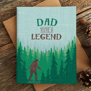 grappige vaderdagkaart / verjaardagskaart voor vader / legende sasquatch