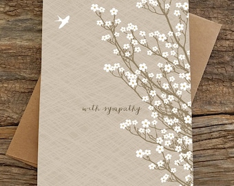 sympathy card / condolences card / bird and blossoms