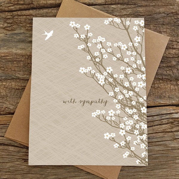 sympathy card / condolences card / bird and blossoms