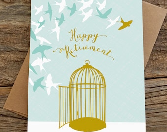 retirement card / happy retirement / birds