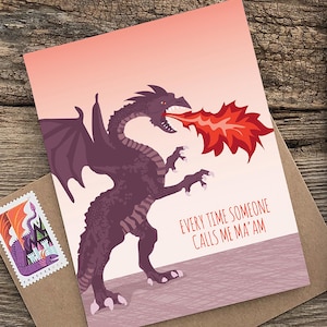 witzige Geburtstagskarte / Drache Geburtstagskarte / Ma'am
